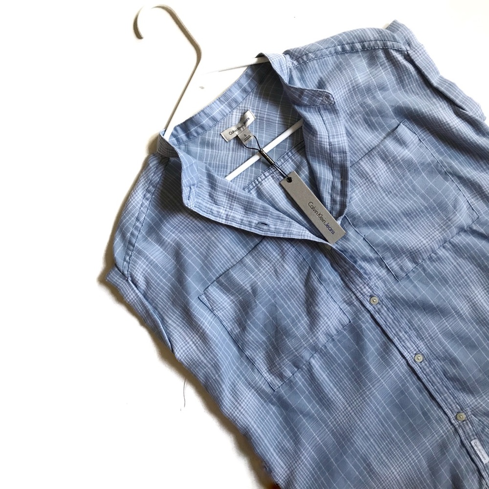 Calvin Klein Jeans Soft Plaid Button Down Shirt S